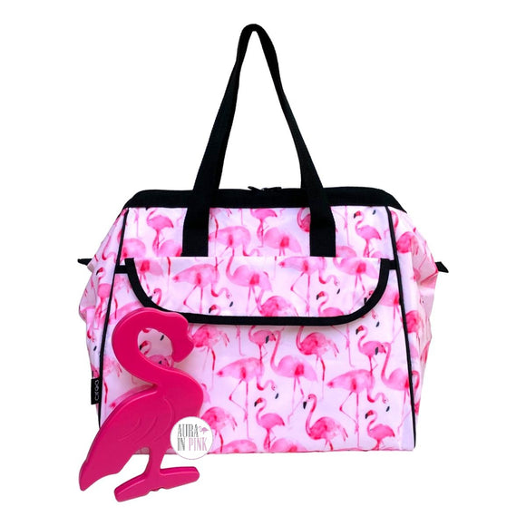 Ciroa Just Chill Fancy Pink Flamingo Insulated Cooler Bag w/Flamingo Ice Pack