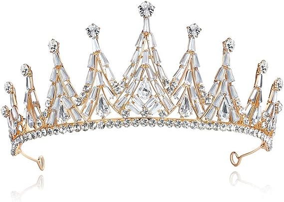 Aura In Pink Ladies Gold Grand Royal Rhinestone Crystal Bling Tiara