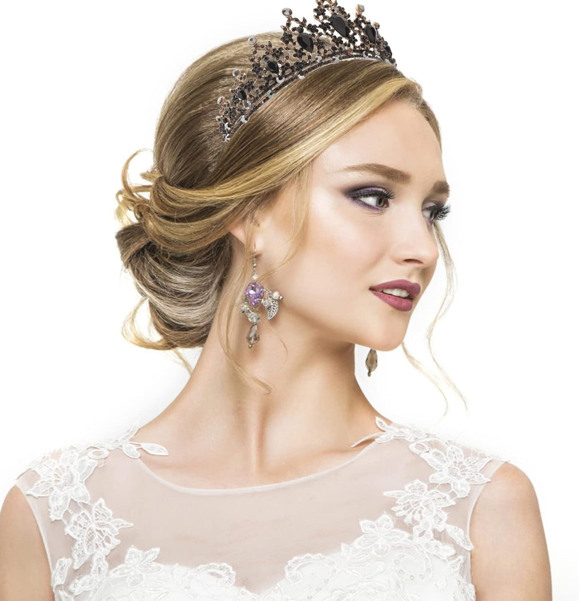 ✧tiara✧ Aura In Pink Ladies Rose Gold Rhinestone Crystal Bling Tiara