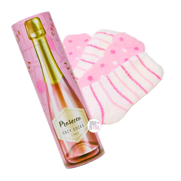 The Orrsum Sock Co. Prosecco Cozy Socks Pink & Champagne 2-Pair Ladies Gift Box Set