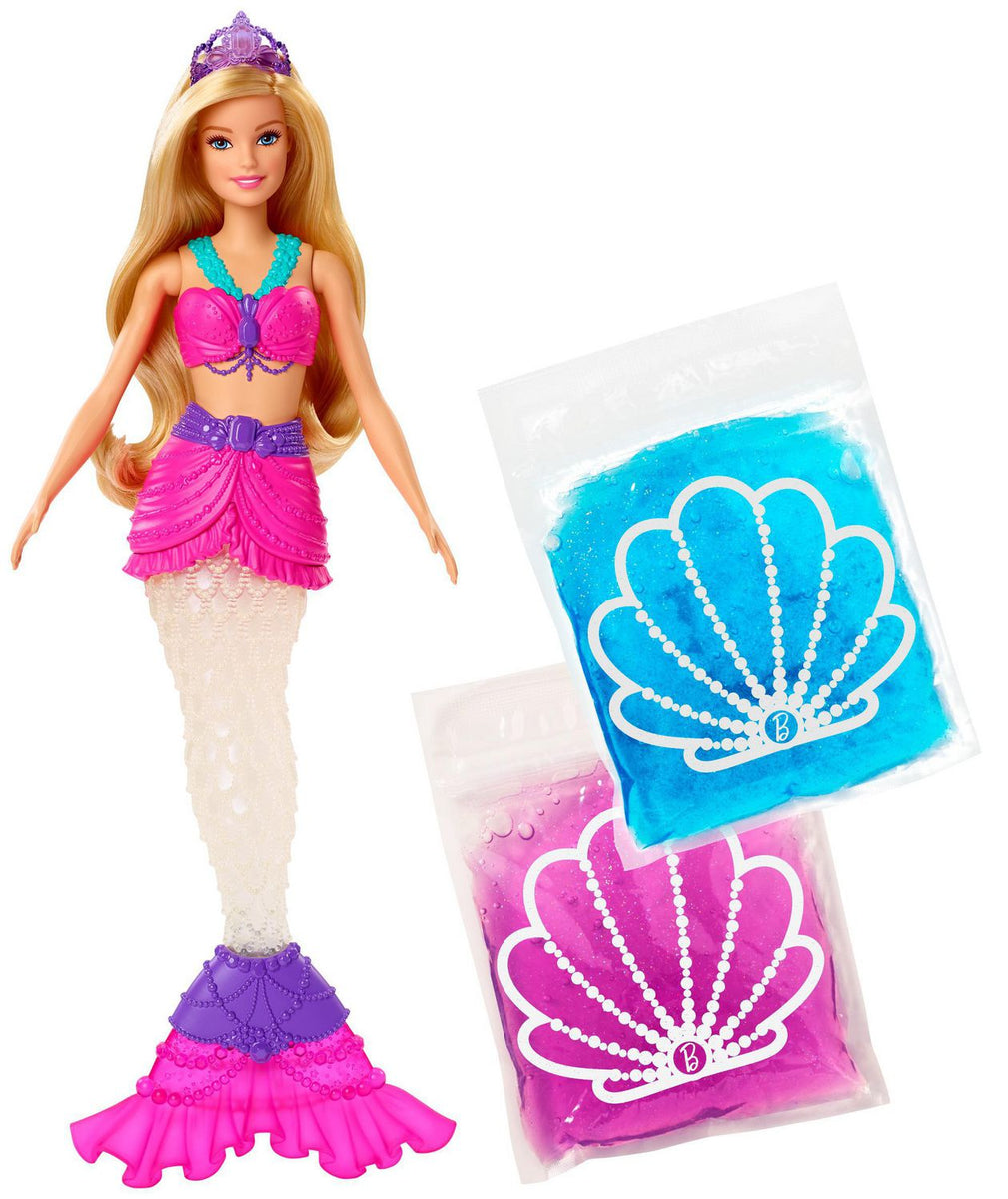 Barbie Dreamtopia Blue Purple Glitter Slime Tail Mermaid Doll - Blonde –  Aura In Pink Inc.