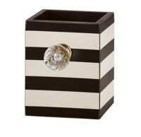 Black & White Stripe Crystal Knob Organizer Box - Aura In Pink Inc.