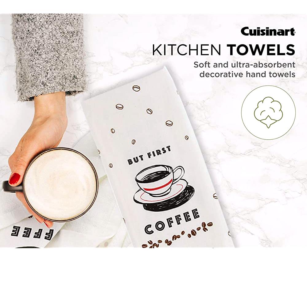 Cuisinart But First Coffee Reversible Dual 2-Piece Kitchen Tea Towel S –  Aura In Pink Inc.