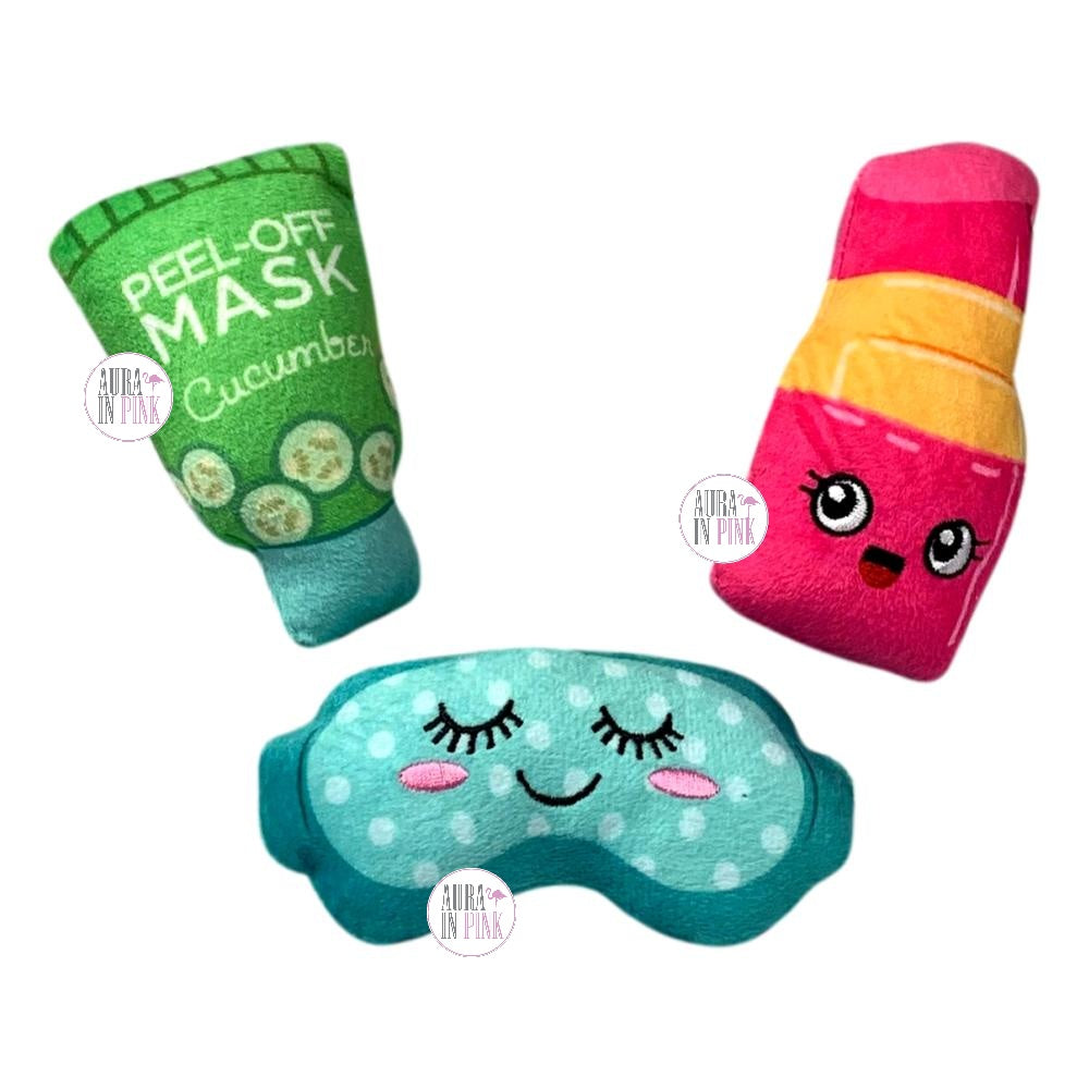 Fringe Toybox SpaTacular Mini Squeaky Plush 3Pc Dog Toy Set Aura In