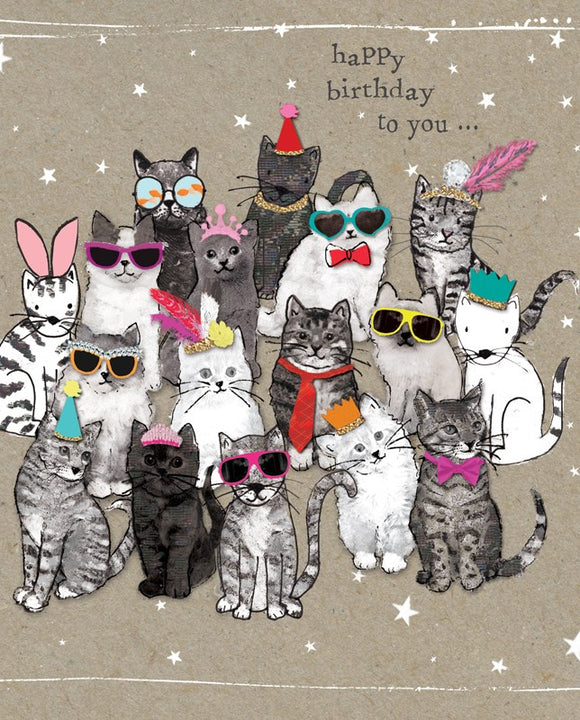 Hammond Gower Happy Birthday To You Gemstone Bling Party Cats Best Wishes Birthday Card - Aura In Pink Inc.