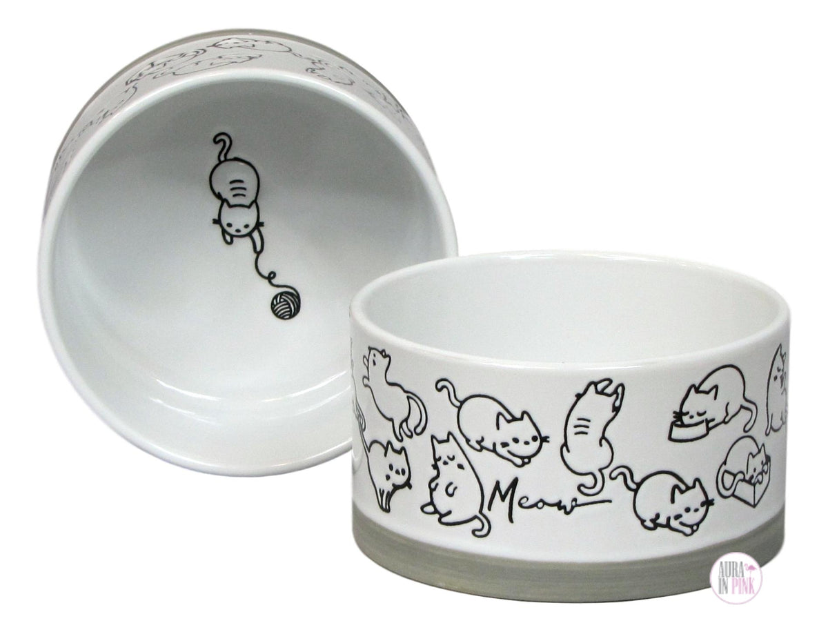 Winifred & Lily Ceramic Playful Cat Dishes Aura In Pink Inc.
