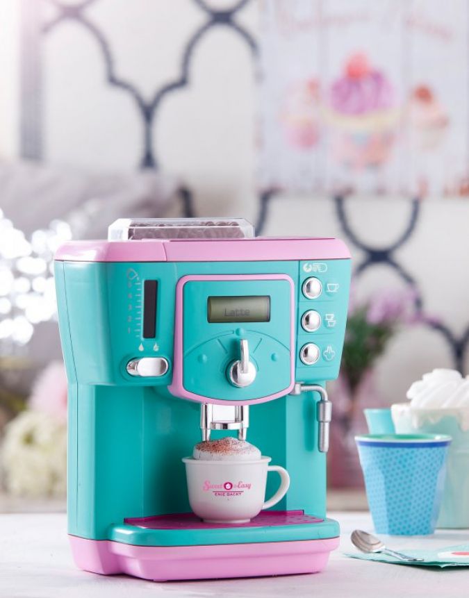 Fabulous Small Cuisine Aqua Turquoise & Pink Realistic Coffee Machine