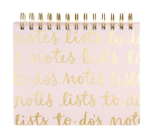 Eccolo Dayna Lee Collection Notes, Lists & To-Do's Tab Divider Pink Gold Spiral-Bound Notebook - Aura In Pink Inc.