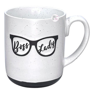 10 Strawberry Street Boss Lady Glasses Speckled Stone Grey & Black Ceramic Coffee Mug