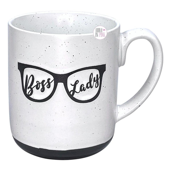10 Strawberry Street Boss Lady Gläser gesprenkelte Steingrau & Schwarz Keramik Kaffeetasse