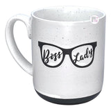 10 Strawberry Street Boss Lady Glasses Speckled Stone Grey & Black Ceramic Coffee Mug