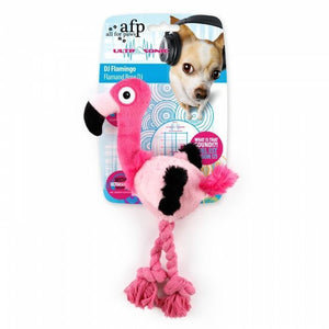 All For Paws Hundespielzeug aus Plüsch mit Ultraschall-DJ und Quietschgeräuschen, Rosa Flamingo