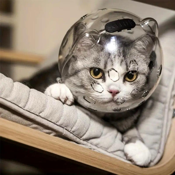 Cat Grooming Aid Transparent Anti-Bite Space Hood Helmet - Assorted Sizes