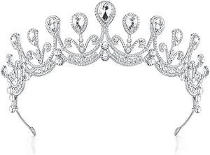 Aura In Pink Ladies Silver Royal Teardrop Rhinestone Crystal Bling Tiara
