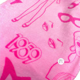 Barbie 1959 Fashionista Pink Plush Oversized Decorative Throw Blanket 50" X 70"