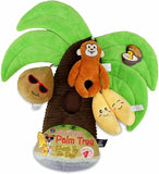 Bow Wow Pet Hide 'N Seek Crinkle Palm Tree 4-teiliges interaktives Puzzle-Hundespielzeug-Set mit Quietsch-Plüsch