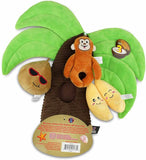 Bow Wow Pet Hide 'N Seek Crinkle Palm Tree 4-Pc Squeaky Plush Interactive Puzzle Dog Toy Set