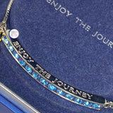 Brilliance Two-Tone Silver Plated Enjoy The Journey Genuine Crystal Bar Starfish & Seashell Charm Adjustable Bracelet
