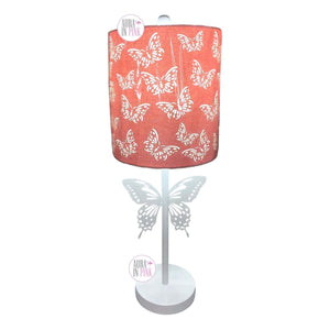 Butterfly Silhouette White & Pink Sparkles Shade Lamp