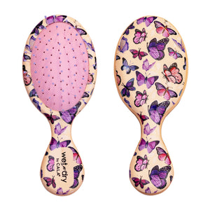 Cala Wet-N-Dry Mini-Haarbürste zum Entwirren „Purple Butterflies“