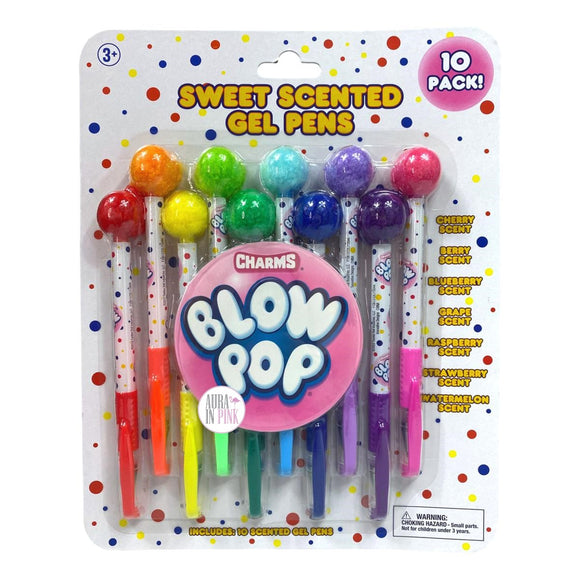 Charms Blow Pop Sweet Scented Gel Multicolored Pompom Top 10-Pk Pens