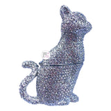Christian Siriano Silver Crystal Bling Cat Jewelry Trinket Box