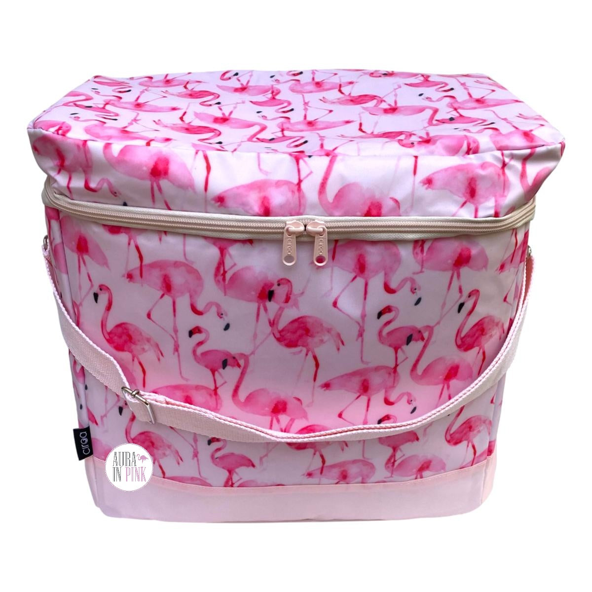 Ciroa Just Chill Fancy Pink Flamingo Large Square Insulated Cooler