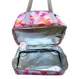 Ciroa Just Chill Fancy Pink Flamingos Pink Yellow Sunrise Dome Insulated Stacked Cooler Bag