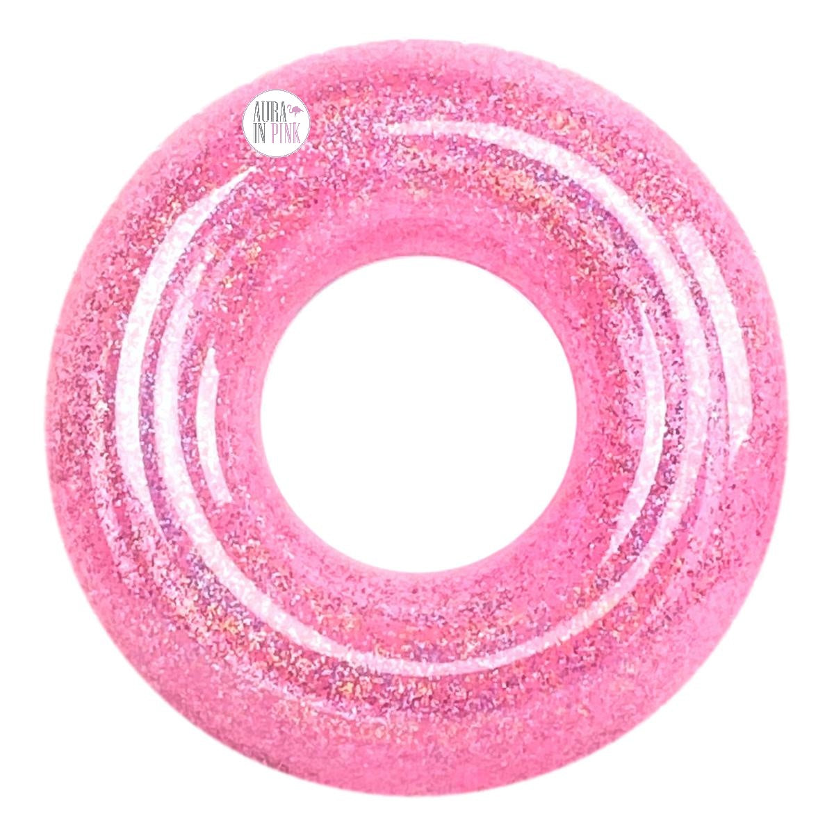 Clear Pink Iridescent Glitter Inflatable Jumbo Tube Pool Float – Aura ...