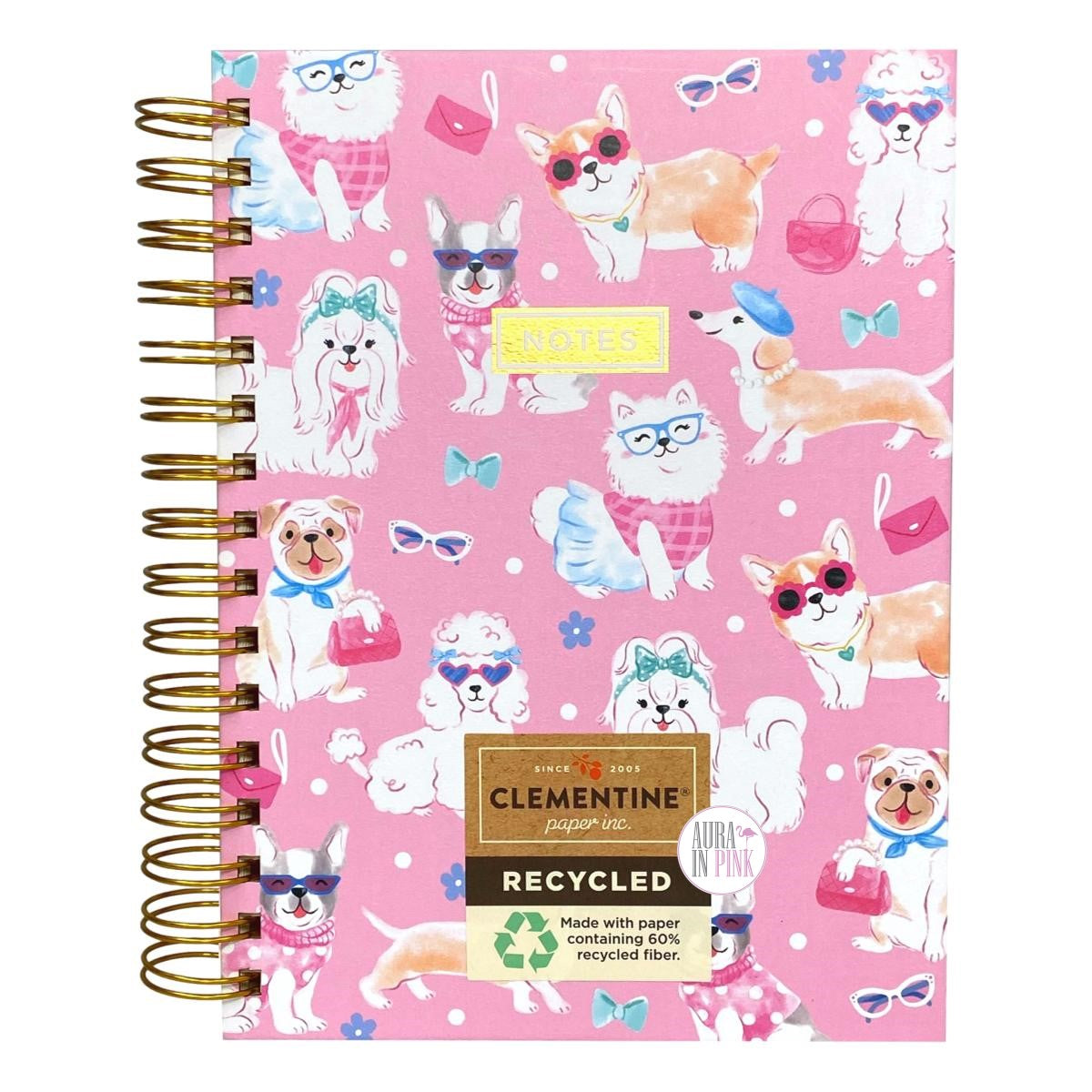 Clementine Paper Pawshionista Glam Dogs Pink Hard Cover Spiral