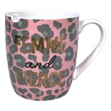 Coco + Lola Premium Collection Femme And Fierce Pink Leopard Print Fine Porcelain Mug w/Spoon & Tea Diffuser 3-Piece Set