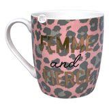 Coco + Lola Premium Collection Femme And Fierce Pink Leopard Print Fine Porcelain Mug w/Spoon & Tea Diffuser 3-Piece Set