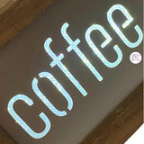 Coffee Solves Everything LED Lightbox Wood & Metal Light Up Tabletop/Shelf Sign