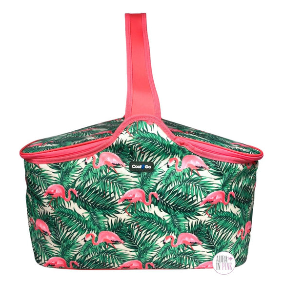 Cool2Go Isolierte Kühltasche für Picknick, tropische Palmen, rosa Flamingos, XL