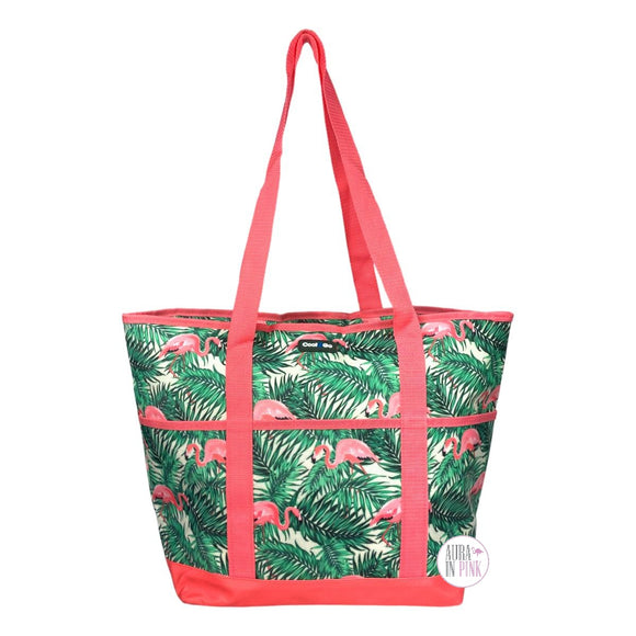 Cool2Go Tropical Palms Pink Flamingos XL Insulated Cooler Tote Bag