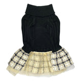 Cynthia Rowley Black Cable Knit & Plaid Peplum Tutu Sweater Dress Dog Cat Pet Outfit