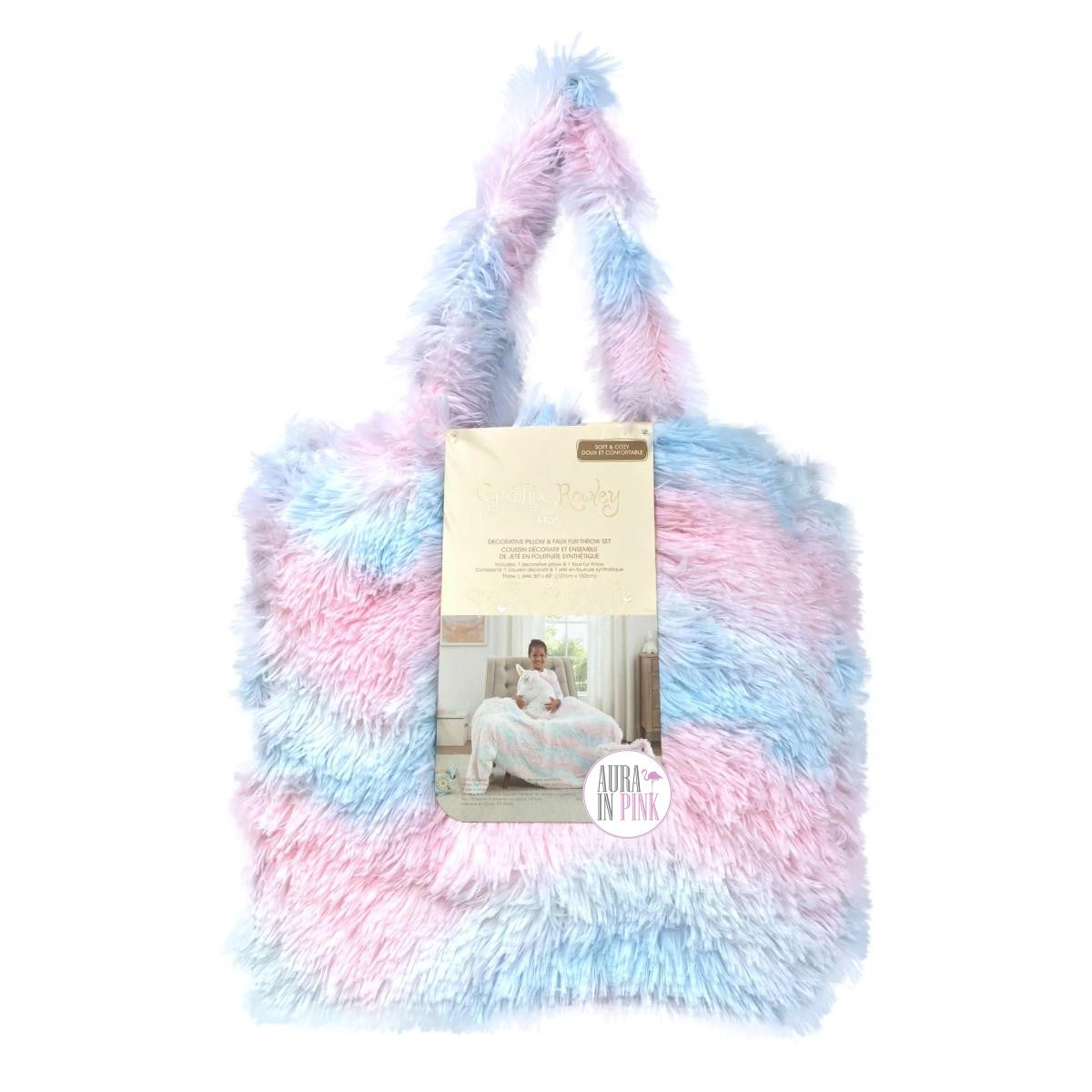 Cynthia Rowley Kids Unicorn Pillow & Cotton Candy Rainbow Pastel Lux S