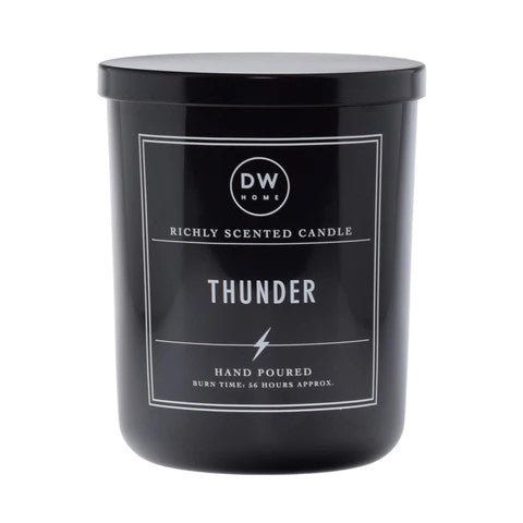 DW Home Large Double Wick Richly Scented & Hand Poured Black Thunder Candle in Glass Jar w/Lid