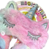 Danbar Global Magical Vibes Cotton Candy Faux Fur Plush Unicorn Sleep Mask & Slippers Set Girls 7-8