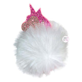 Danbar Global OMG Glam Bling Crown, Unicorn & Mermaid Tail Faux Fur Pom Pom Hair Elastics Set