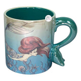 Disney Little Mermaid Ariel Iridescent Aqua Mermaid Tail Handle Ceramic Mug