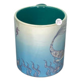 Disney Little Mermaid Ariel Iridescent Aqua Mermaid Tail Handle Ceramic Mug