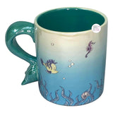 Disney Little Mermaid Ariel Iridescent Aqua Mermaid Tail Handle Ceramic Mug