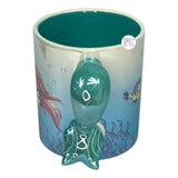 Disney Little Mermaid Ariel Iridescent Aqua Mermaid Tail Handle Ceramic Mug