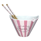 Disney The Aristocats Marie Pink & White Striped Ceramic Ramen Noodle Bowl & Chopsticks Set