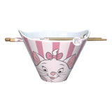 Disney The Aristocats Marie Pink & White Striped Ceramic Ramen Noodle Bowl & Chopsticks Set