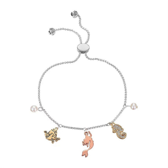 Disney Die kleine Meerjungfrau Ariel Part Of Your World Baumelnde Charms Fein versilbertes verstellbares Lasso-Armband