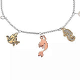 Disney The Little Mermaid Ariel Part Of Your World Dangling Charms Fine Silver Plated Adjustable Lariat Bracelet