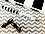 <transcy>Dream Big Black &amp; White Streifen Metall Fashion Pen</transcy>