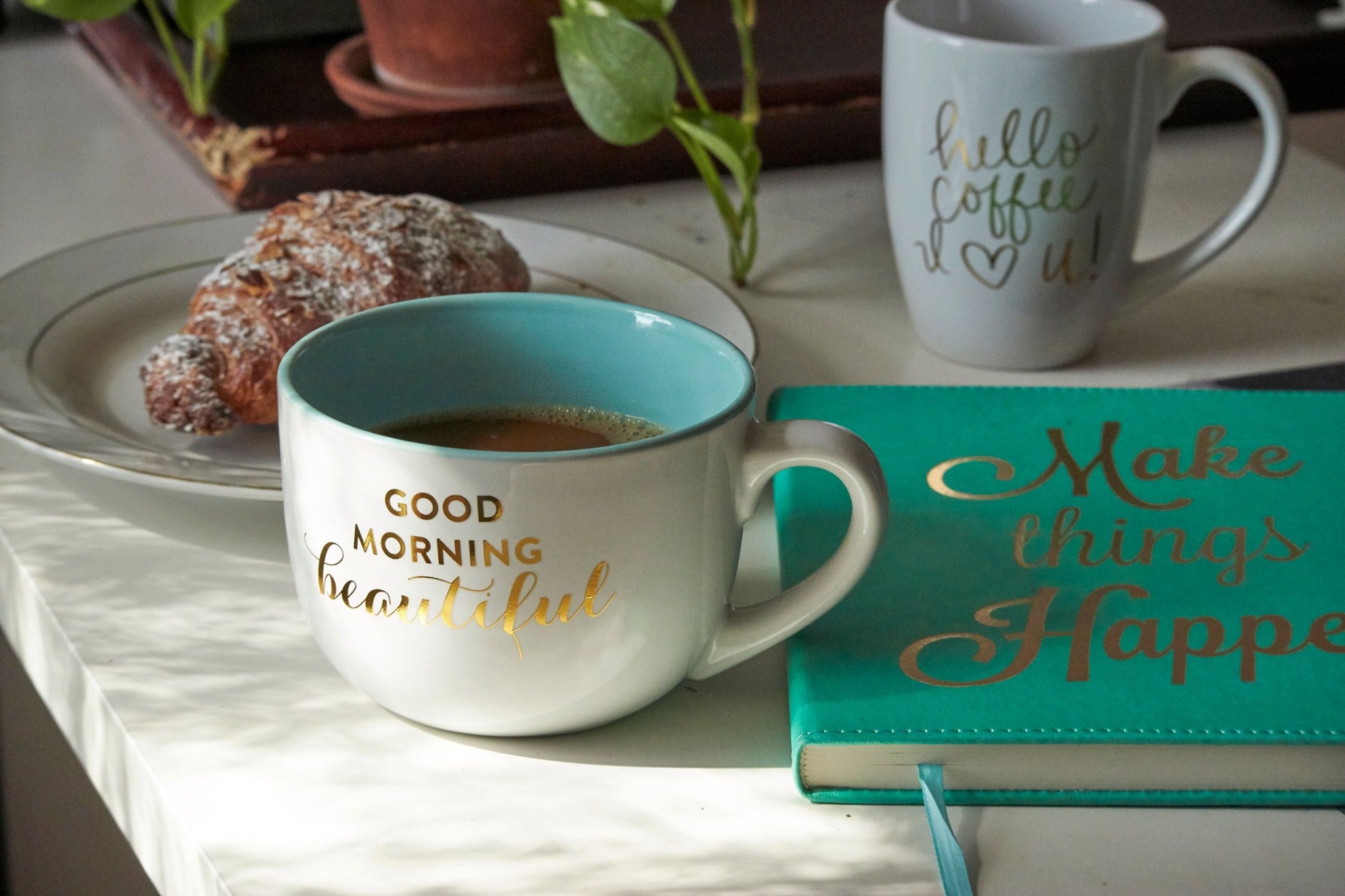 Teal coffee mug aesthetic, turquoise, morning coffee aesthetic, eucalyptus, morning inspo, inspirational